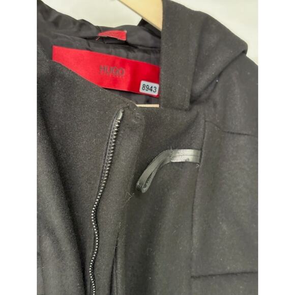 NEW Hugo Boss Wool Hooded Duffle Coat Jacket Toggle Zipper-Up Gray Mens Size 44R - Picture 2 of 11